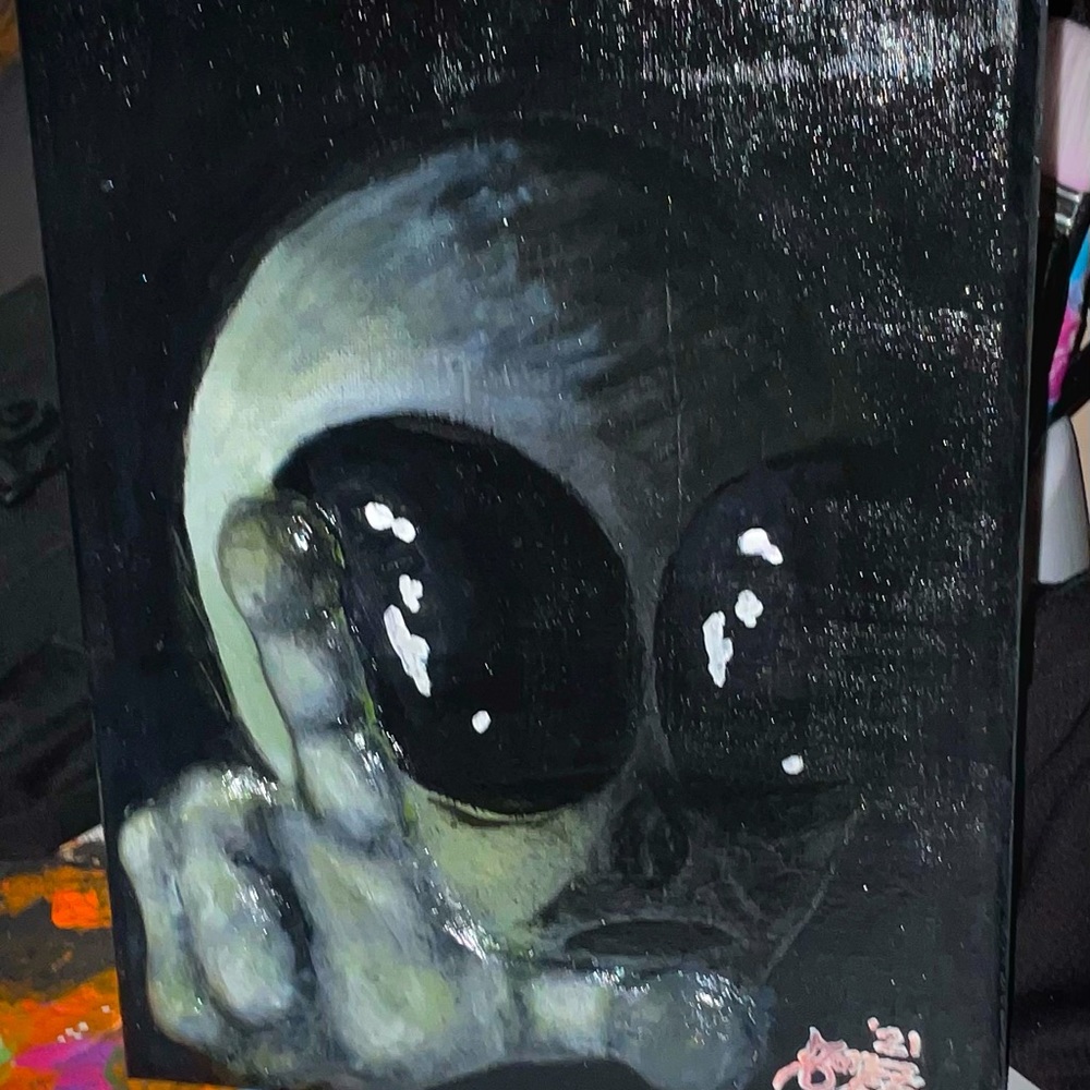 3D alien acrylic painting
